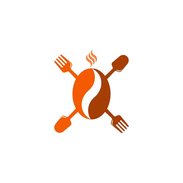 Coffee Bean Spoon Fork Food Design Symbol Logo Vector — Stock Vector