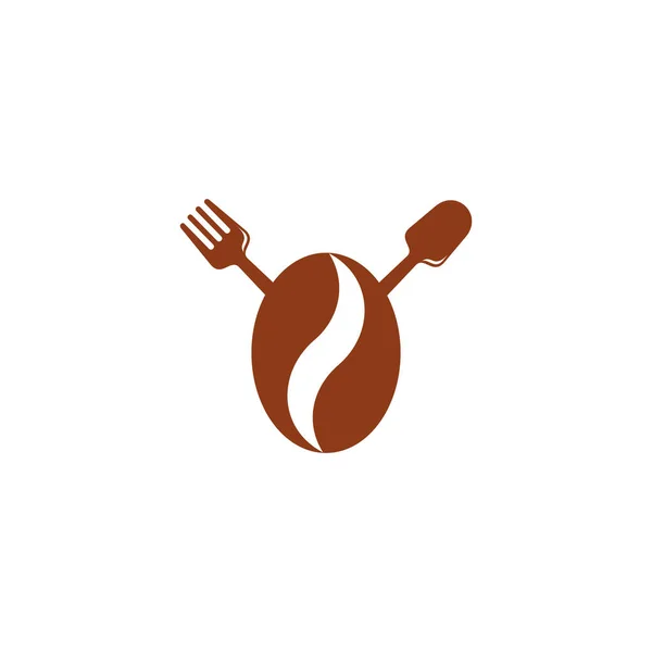 Coffee Bean Simple Spoon Fork Geometric Design Logo Vector — Stock Vector