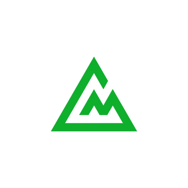 Letter Triangle Green Mountain Line Logo Vector — Stock Vector