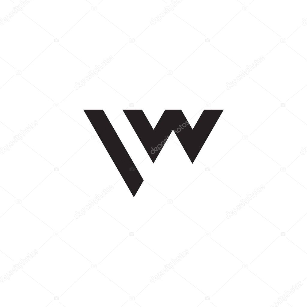 letter vw linear triangle geometric logo vector
