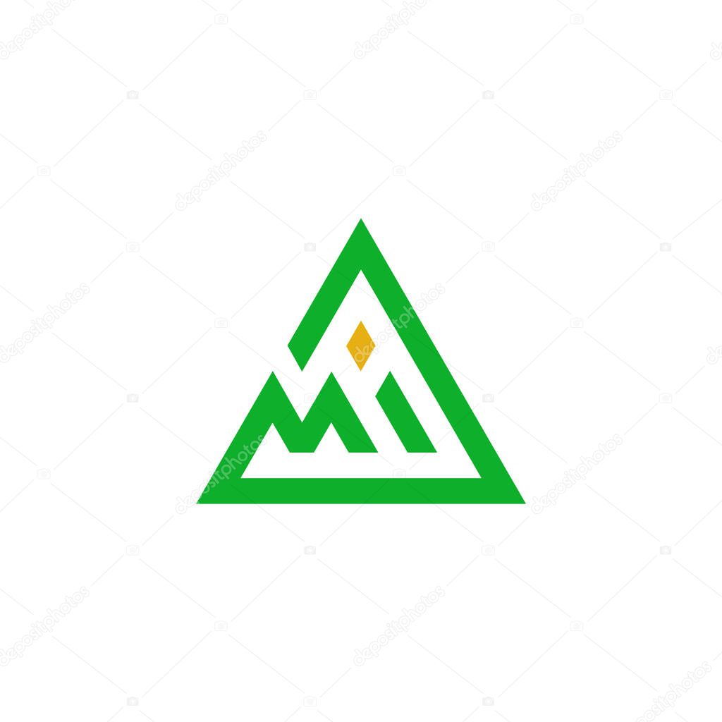 letter mi triangle geometric design logo vector