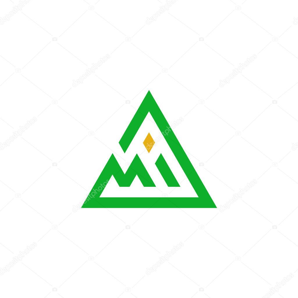 Letter mi triangle geometric design logo vector
