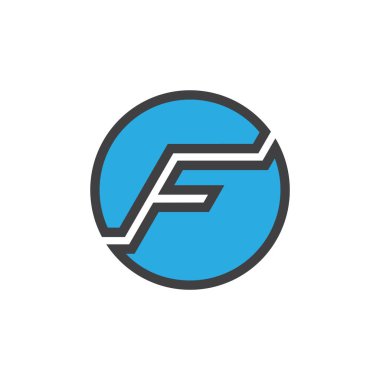f dairesi geometrik ok logo vektörü harfi