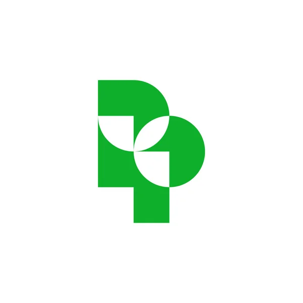 手紙P 単純な幾何学的な緑の葉のロゴベクトル — ストックベクタ