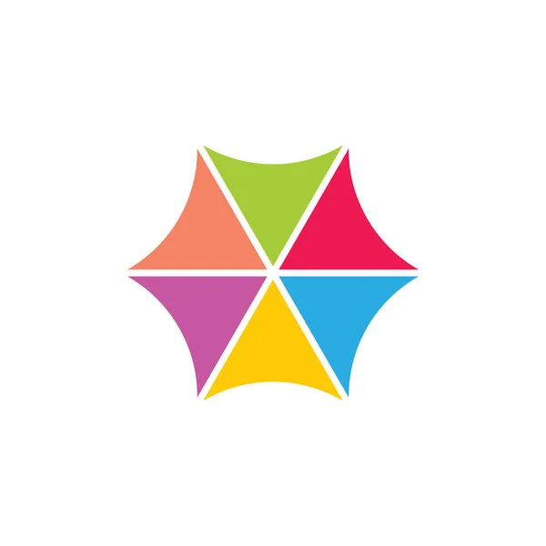 Colorato Freccia Geometrica Vortice Triangolo Logo Vettore — Vettoriale Stock