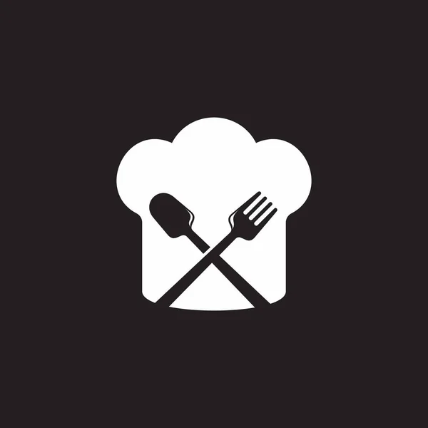 Chef Chapeau Cuillère Fourchette Simple Symbole Géométrique Logo Vecteur — Image vectorielle