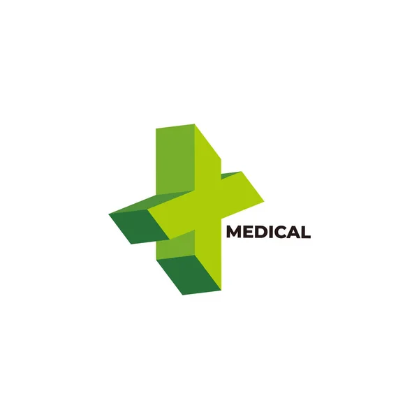 Verde Mais Médico Símbolo Logotipo Vetor —  Vetores de Stock