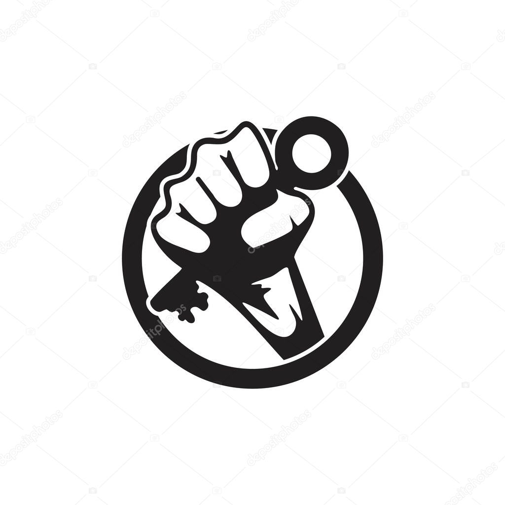 hand fist key to success symbol motion logo vector