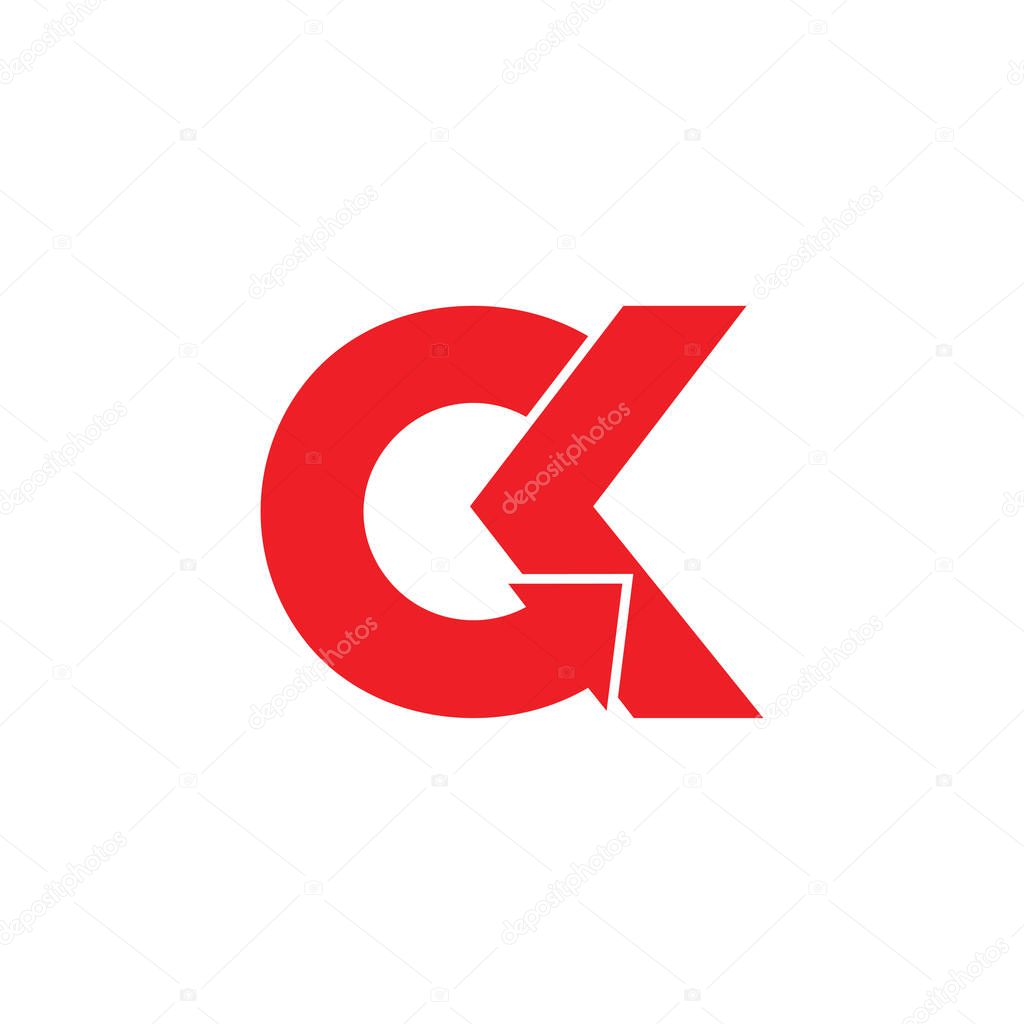 Letter ck linked arrow simple logo vector