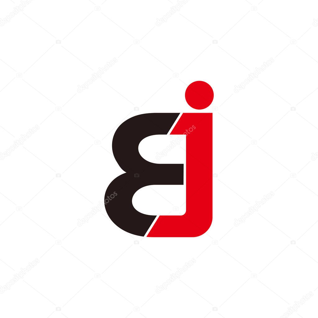 letter bj simple geometric slice design symbol logo vector