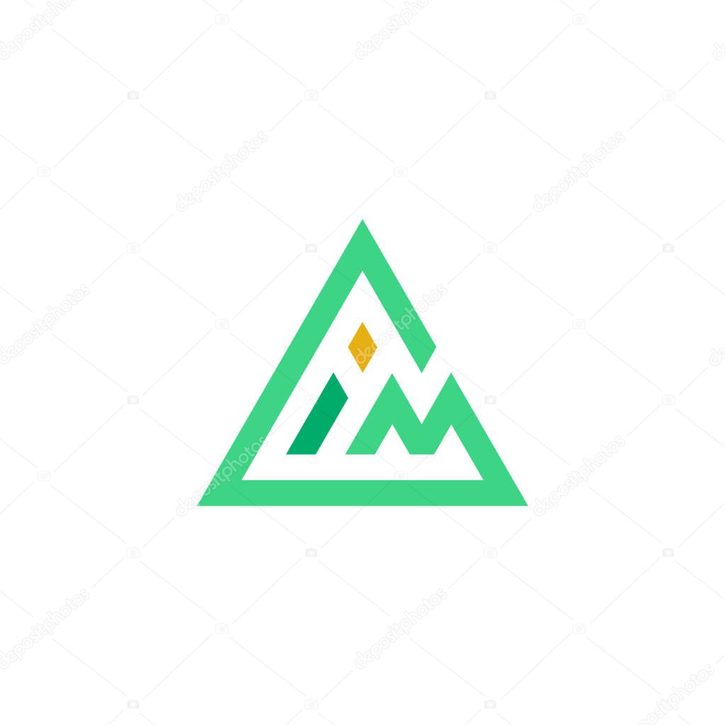 Letter gm simple geometric triangle line logo vector