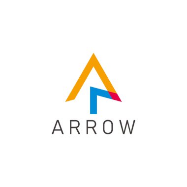 Basit harf ar geometrik ok çizgi renkli logo vektörü