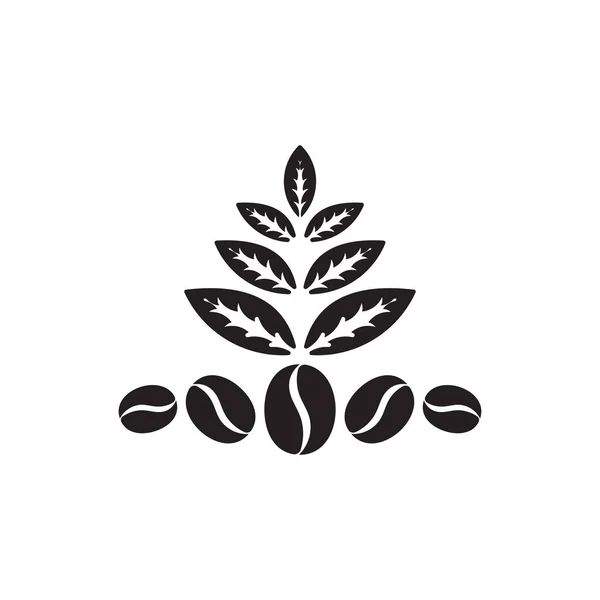 Liść Herbata Ziarna Kawy Symbol Wektor Logo — Wektor stockowy