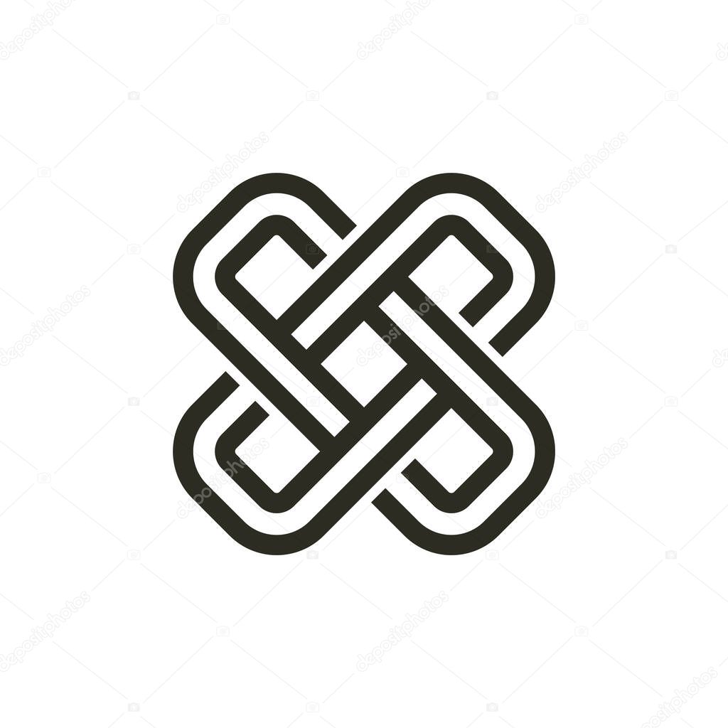 linked lines cross x stripes logo