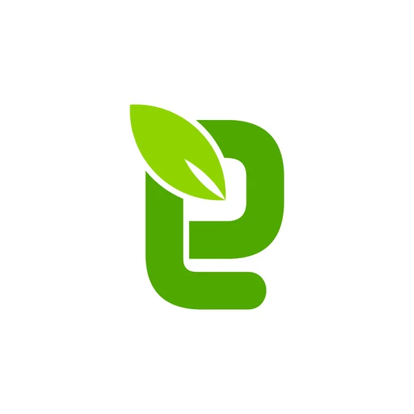Letra Simple Ecología Hoja Símbolo Colorido Logotipo Vector — Archivo Imágenes Vectoriales