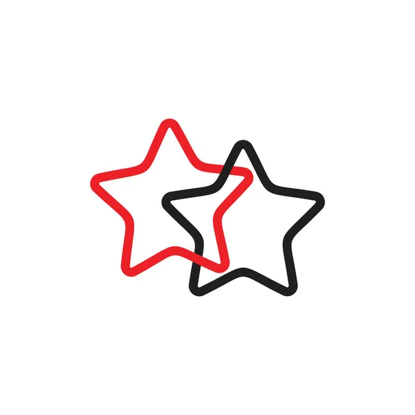 Línea Vinculada Geométrica Dos Estrellas Símbolo Logo Vector — Vector de stock
