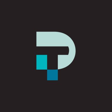 renkli harf dt basit geometrik hareket tasarım logo vektörü