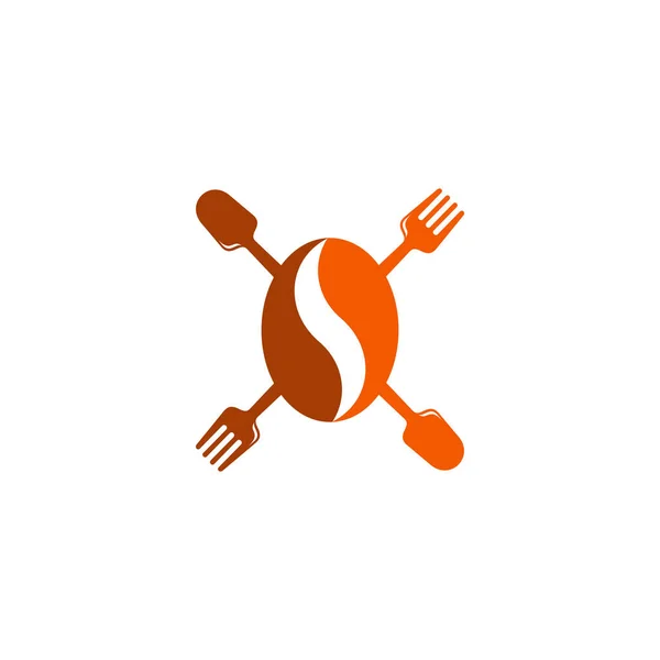 Coffee Bean Spoon Fork Food Design Symbol Logo Vector — Stock Vector