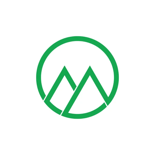 字母M几何图形线绿山标识矢量 — 图库矢量图片