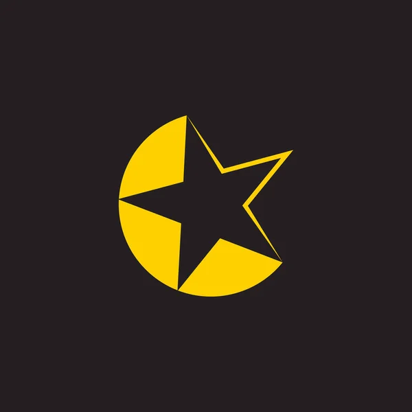 Semplice Geometrico Luna Stella Logo Vettoriale — Vettoriale Stock