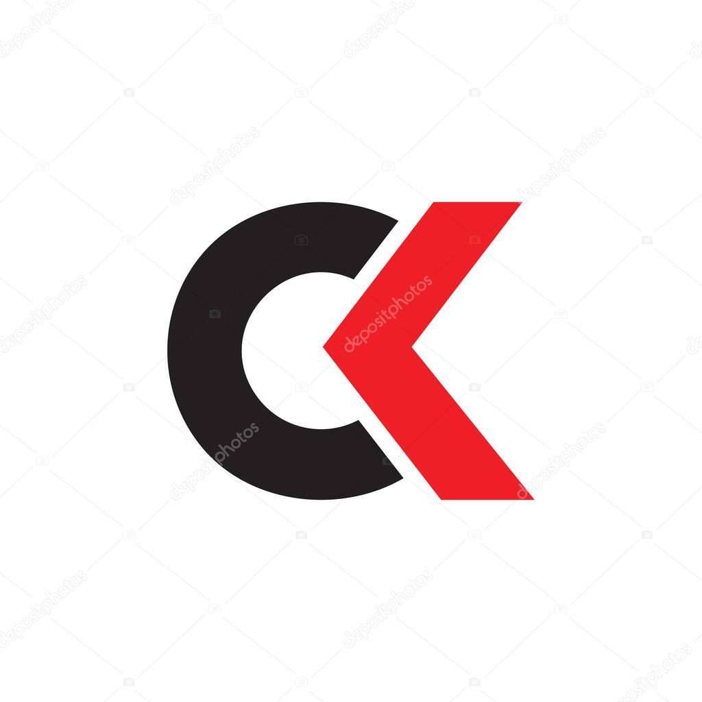 letter ck simple circle geometric logo vector