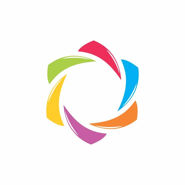 Proste Krzywe Obrót Kolorowy Wektor Geometryczny Logo — Wektor stockowy