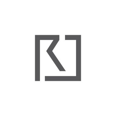 rj harfi basit geometrik kare tasarım sembolü logo vektörü