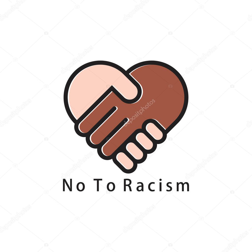 no racism shake hand geometric design symbol vector 