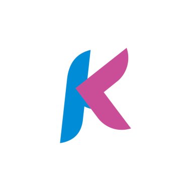 K harfi soyut ok geometrik basit tasarım vektörü