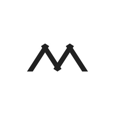 mektup m basit geometrik çizgi logo vektör