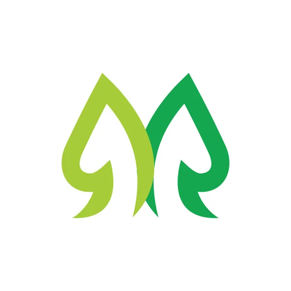 Abstracto Letra Verde Hoja Curvas Simple Logo Vector — Vector de stock
