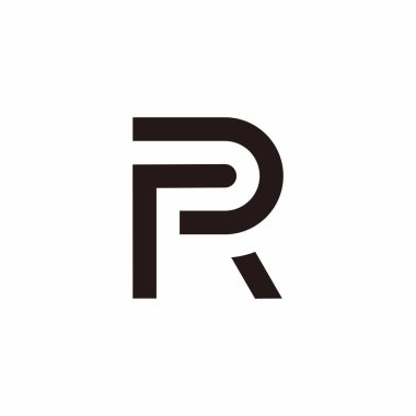 harf pr basit geometrik çizgi logo vektörü