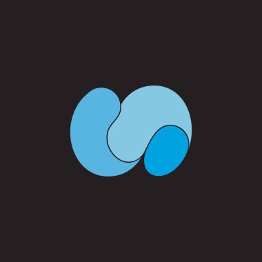 soyut eğriler dalgalı 3d düz dizayn sembolü logo vektörü