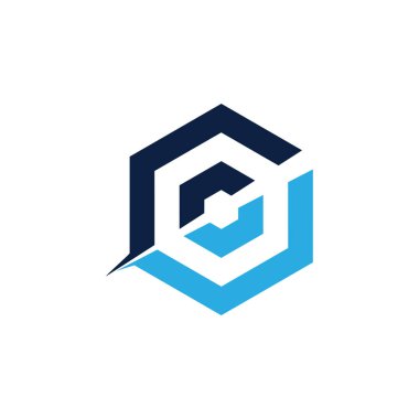 c harfi basit geometrik altıgen logo vektörü