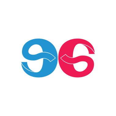 harf eg numarası 96 basit kurdele tasarım vektörü