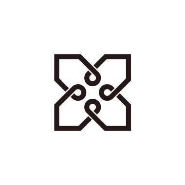 harf x kare sonsuz çizgi tasarım logo vektörü