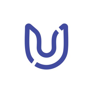 u harfi basit eğri çizgi logo vektörü