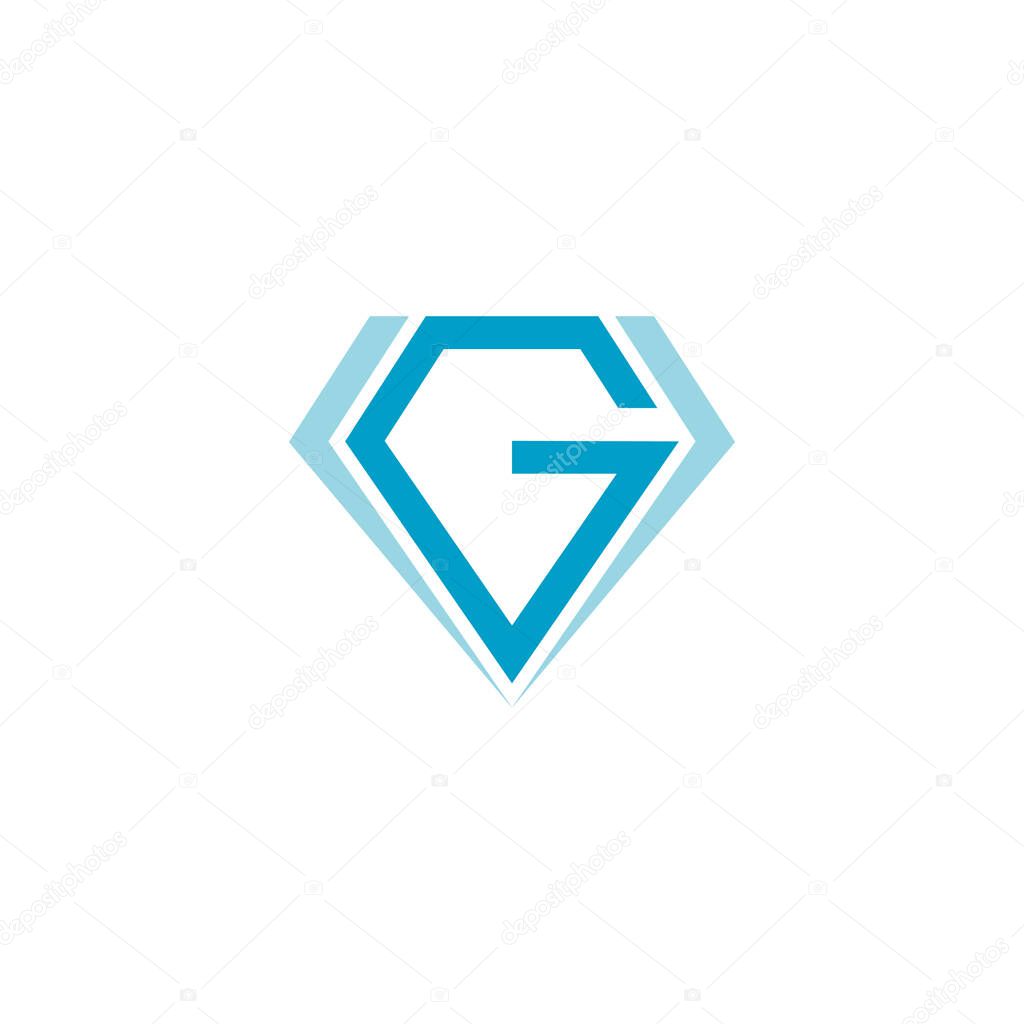 abstract letter g blue diamond geometric design symbol vector