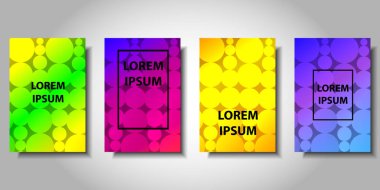 Minimal kapak tasarımı. Yarım tonlu noktalar renkli tasarım. Gelecekteki geometrik desenler. Vektör.