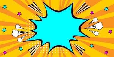 Çizgi roman konuşma balonu. Vektör çizgi roman patlaması. Farklı duygular için metinsiz çizgi film konuşma balonu. Pop Art geçmişi. Vektör İllüstrasyonu