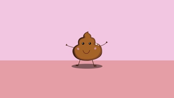 Kawaii Animated Poop Icon Design Video Animation Japanese Style Cartoon — Stock Video