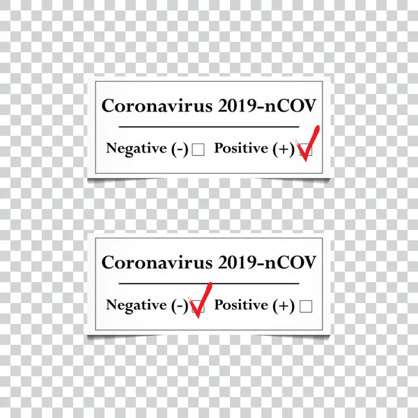 Coronavirus Testresultat Positiv Och Negativ Reaktion Förekomst Coronavirus Och Dess — Stock vektor