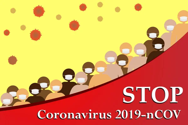 Novel Coronavirus 2019 Ncov Människor Medicinska Masker Skydd Mot Ett — Stock vektor