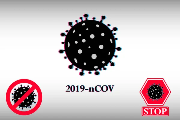Coronavirus Bacteria Cell Icon 2019 Ncov Stoppa Coronavirus Försiktighet Mot — Stock vektor