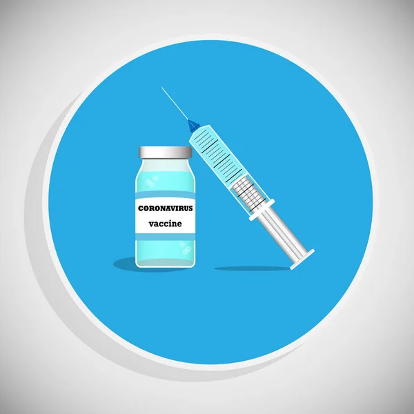 Medizinische Plastikspritze Mit Nadel Und Fläschchen Mit Der Aufschrift Coronavirus — Stockvektor