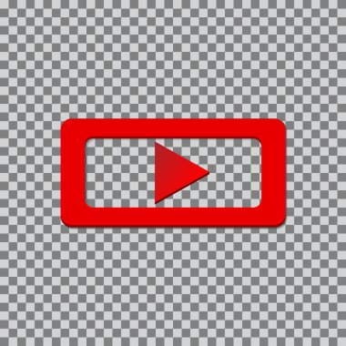 Kırmızı düğmeli video oynatıcı. Sosyal medya. Sosyal Medya Arkaplan İşareti İndirmesi. Vektör logosu. EPS10