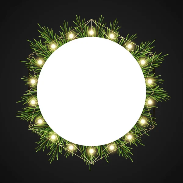Χριστουγεννιάτικο φόντο με κλαδιά ελάτης σε σκούρο φόντο, διανυσματική απεικόνιση — Διανυσματικό Αρχείο