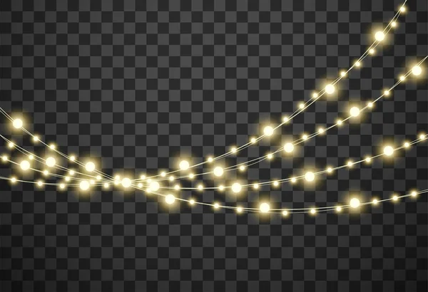 Lumières de Noël isolées sur fond transparent, illustration vectorielle — Image vectorielle