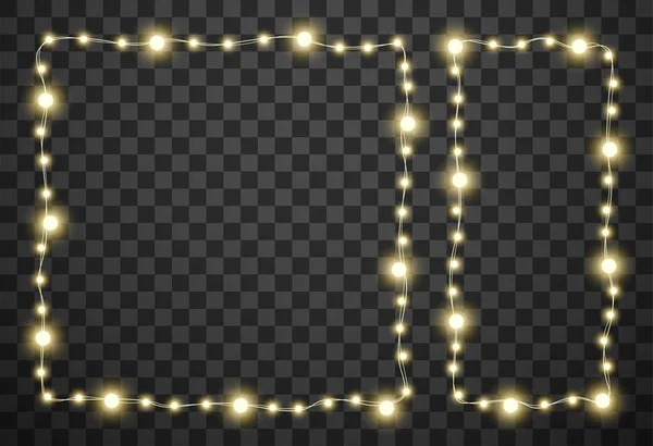 Christmas lights isolated on transparent background, vector illustration — Stock Vector