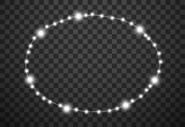 Şeffaf arkaplanda izole edilmiş Noel ışıkları, vektör illüstrasyonu